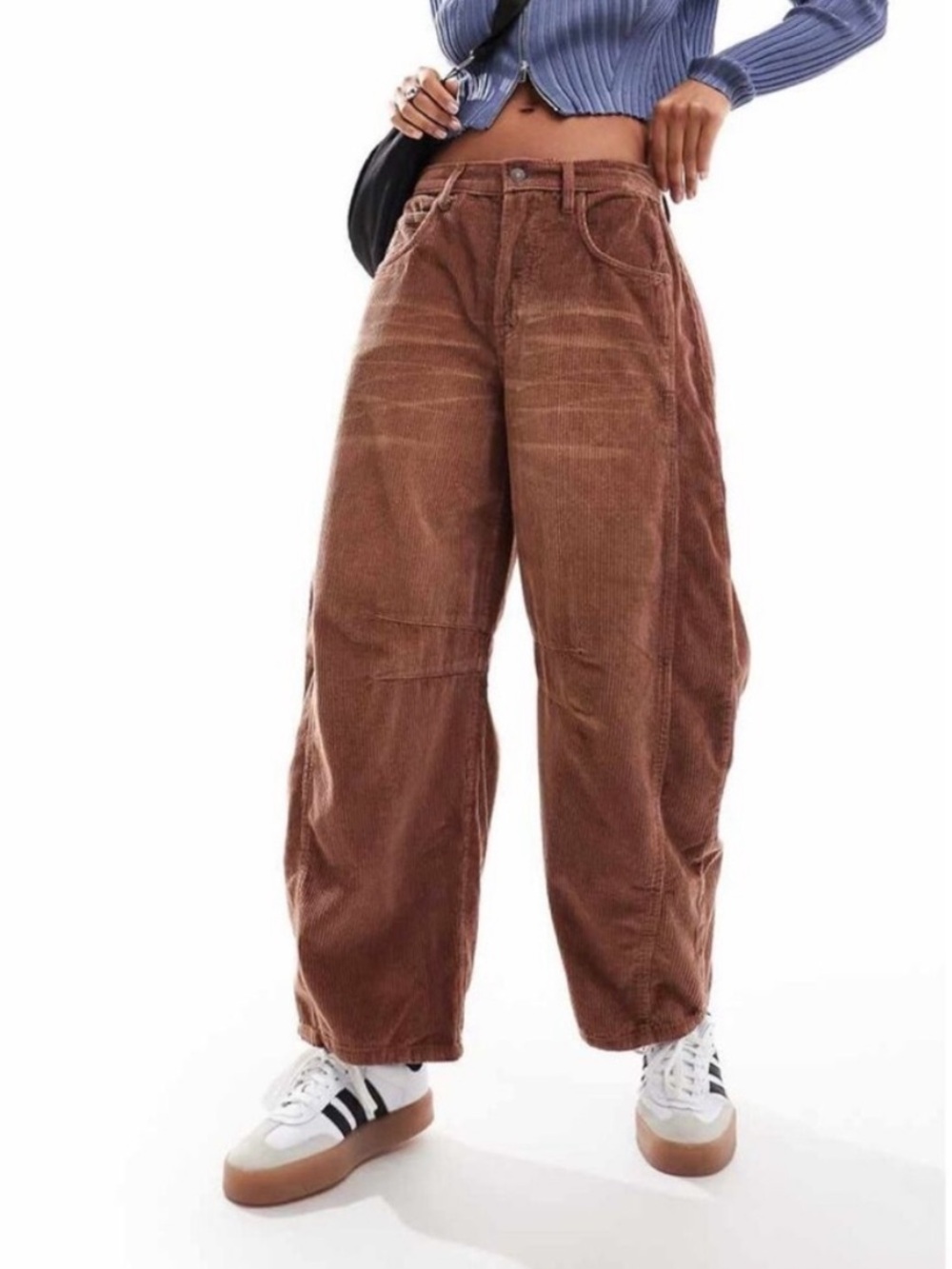 Free People We The Free Good Luck Mid-Rise Cord Barrel Jeans - Picture 2 of 7